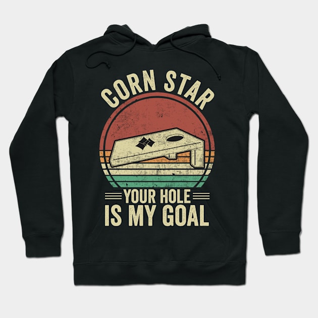 Corn Star Funny Cornhole Player Hoodie by Visual Vibes